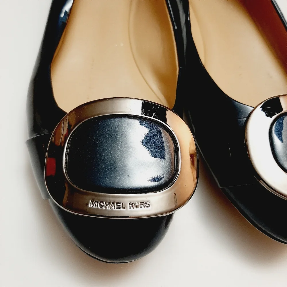 MICHAEL Michael Kors Pauline Patent Genuine Leather Ballet Flats Shoes Teal Sz 7 - Picture 6 of 16